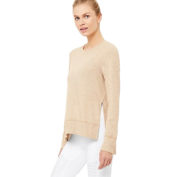 Alo Yoga Glimpse Long Sleeve Top in Putty Heather Sz XS - Picture 1 of 11